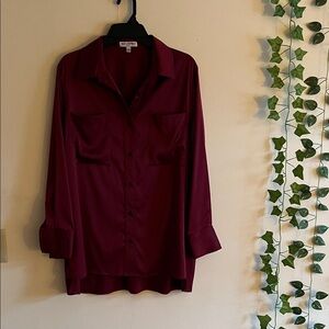 Deep Red Button-Down Shirt